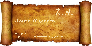 Klausz Algernon névjegykártya